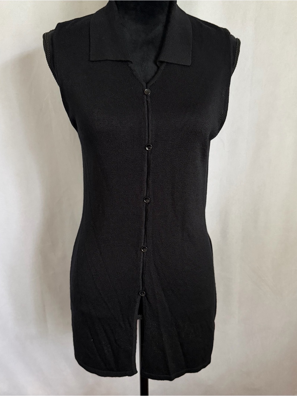 Vtg Sag Harbor Sweater Vest Womens M Belted Longline Knit Tunic Minimalist